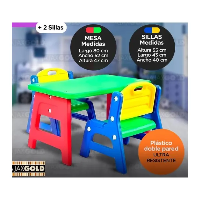 Mesa y Sillas Infantiles Doble Pared